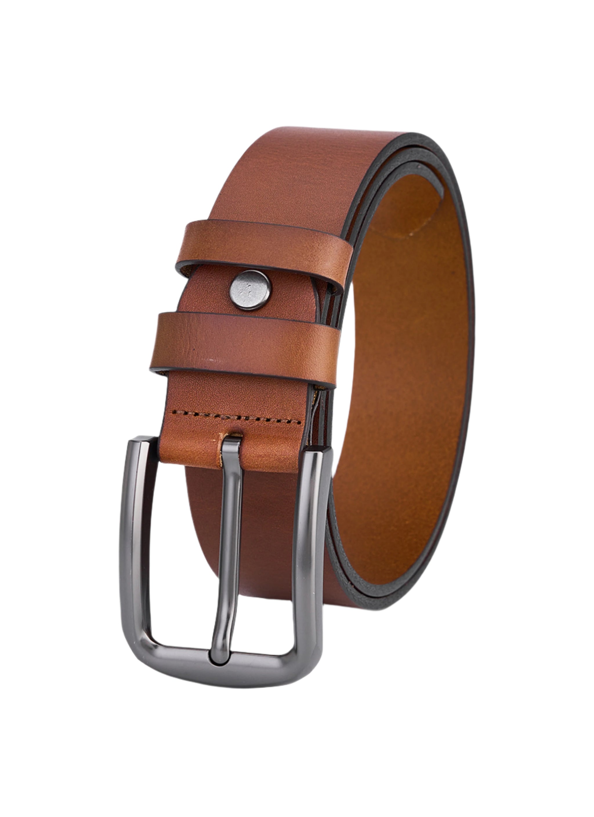 Hoogwaardige Rundleer Riem - Volledig Leer - Cognac - Duurzaam - Premium Lederen Broekriem - Luxe Riemen Heren