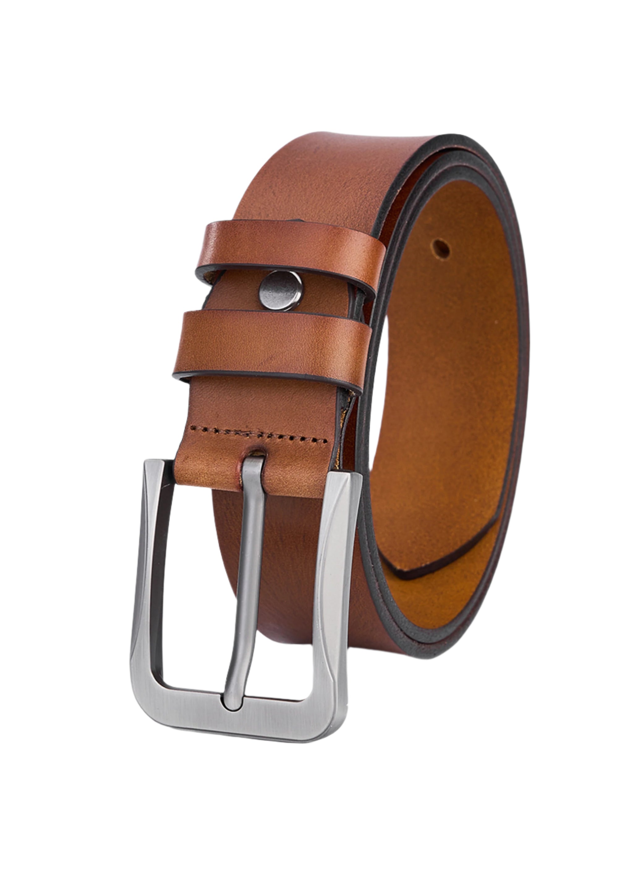 Hoogwaardige Rundleer Riem - Volledig Leer - Cognac - Duurzaam - Premium Lederen Broekriem - Luxe Riemen Heren - Vintage Patroon