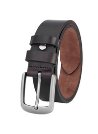 High-quality cowhide leather belt - full leather - dark brown - leather belt - durable men's belts
