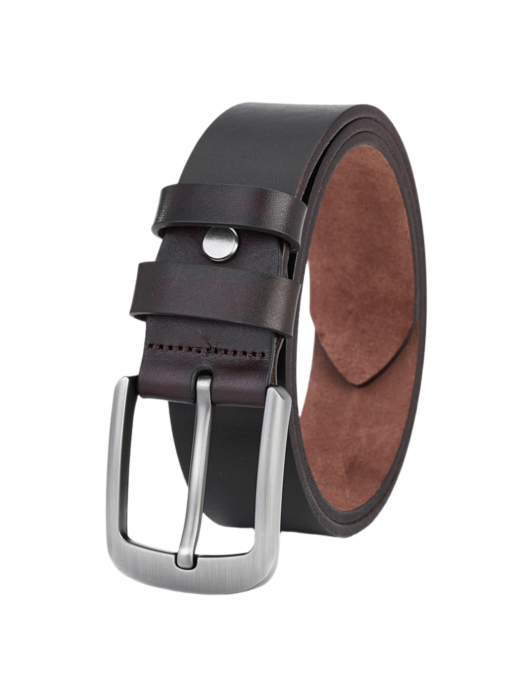 High-quality cowhide leather belt - full leather - dark brown - leather belt - durable men's belts