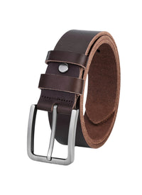 Hoogwaardige Rundleer Riem - Volledig Leer - Donker Bruin - Lederen Broekriem - Ruwe & Duurzame Riemen Heren