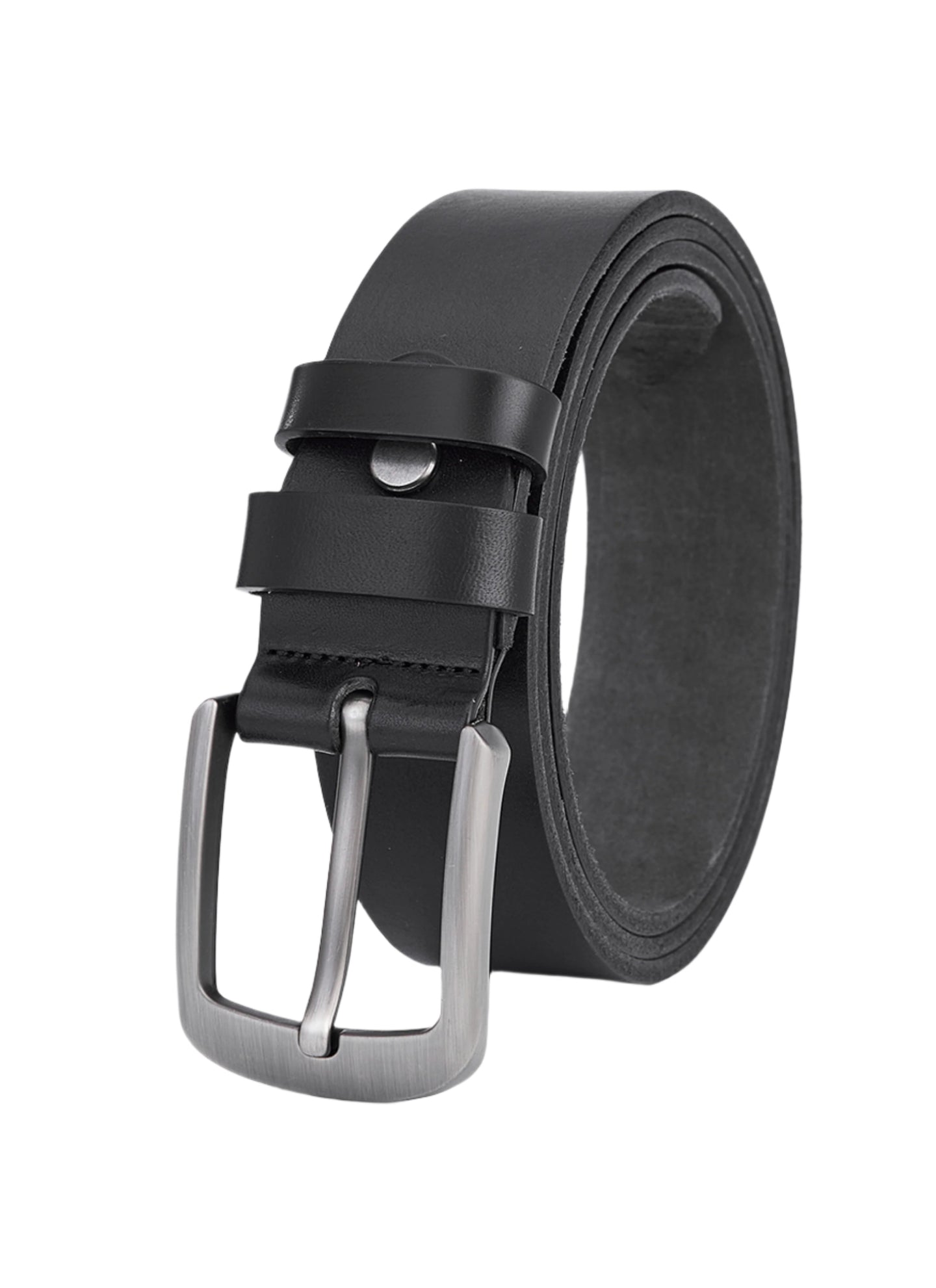 Hoogwaardige Rundleer Riem - Volledig Leer - Zwart - Lederen Broekriem - Duurzame Riemen Heren