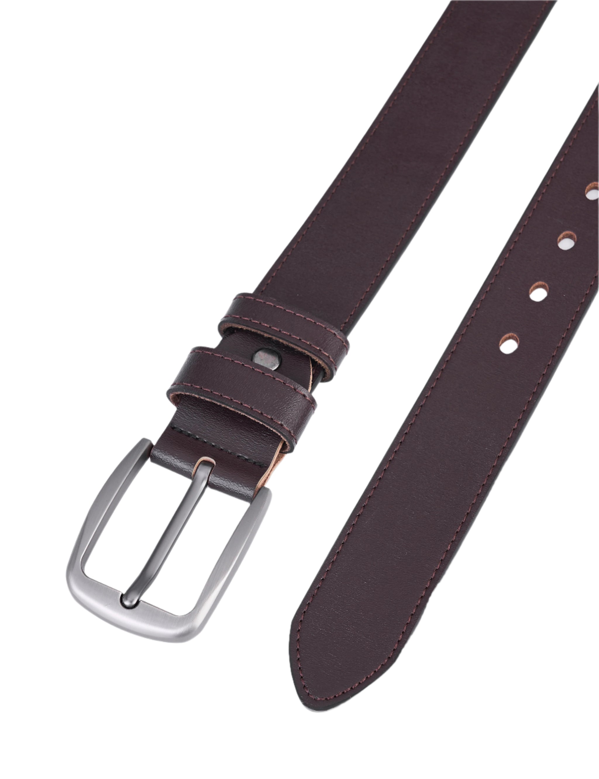 Splitlederen Riemen met Donkere Stiksels - Bruin - Duurzaam - Volledig Leer - Lederen Broekriem - Riemen Heren