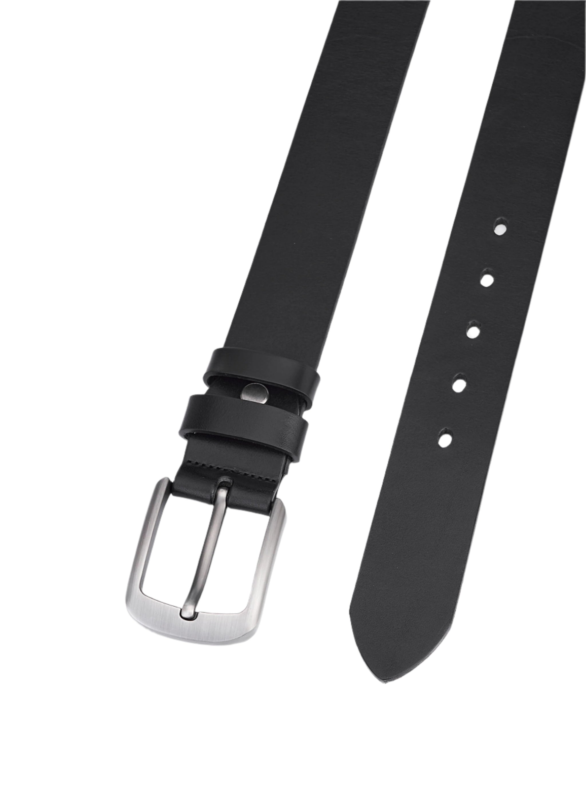 Hoogwaardige Rundleer Riem - Volledig Leer - Zwart - Lederen Broekriem - Duurzame Riemen Heren