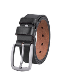 Splitlederen Riemen met Donkere Stiksels - Zwart - Duurzaam - Volledig Leer - Lederen Broekriem - Riemen Heren