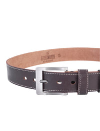 2 Stuks - Splitleer Riemen met Witte Stiksels - Volledig Leer - Zwart & Bruin - Duurzaam - Lederen Broekriem - Riemen Heren