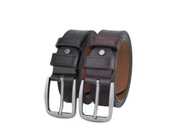 2 Stuks - Splitleer Riemen met Stiksels - Volledig Leer - Zwart & Bruin - Duurzaam - Lederen Broekriem - Riemen Heren