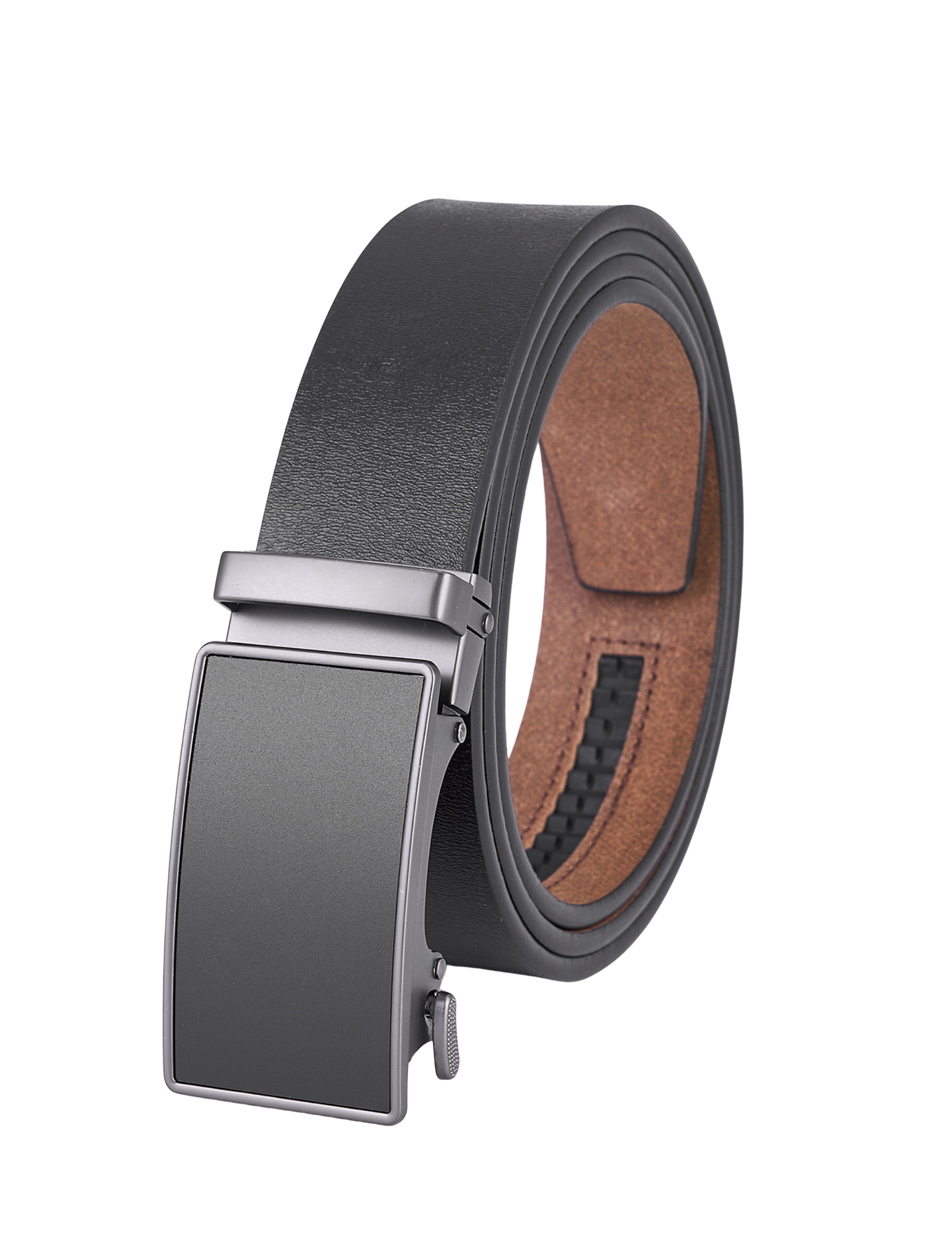 Splitlederen Riem met Automatische Gesp - Volledig Leer - Zwart - Duurzaam - Lederen Broekriem - Automatische Gesp Riemen Heren