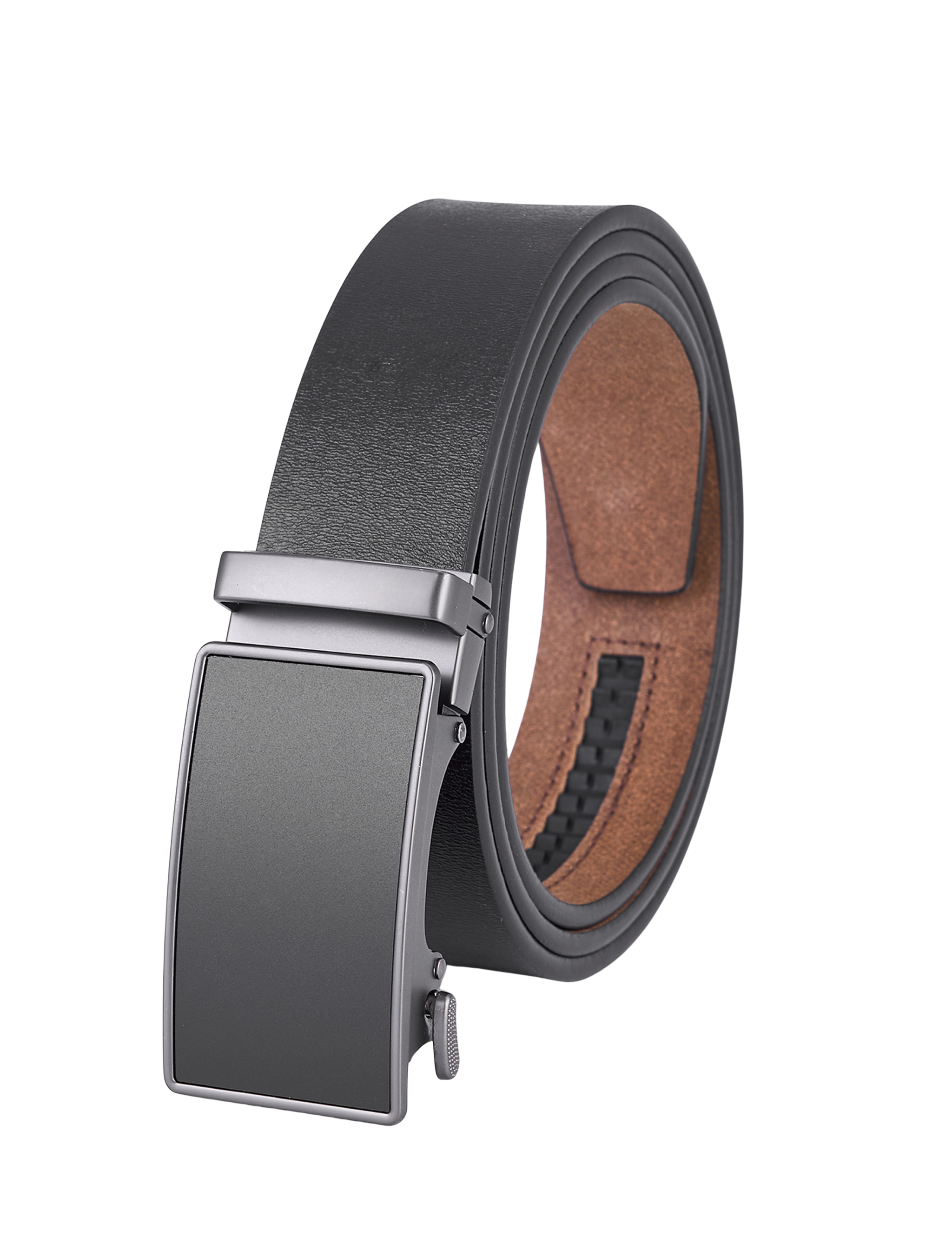 Splitlederen Riem met Automatische Gesp - Volledig Leer - Zwart - Duurzaam - Lederen Broekriem - Automatische Gesp Riemen Heren