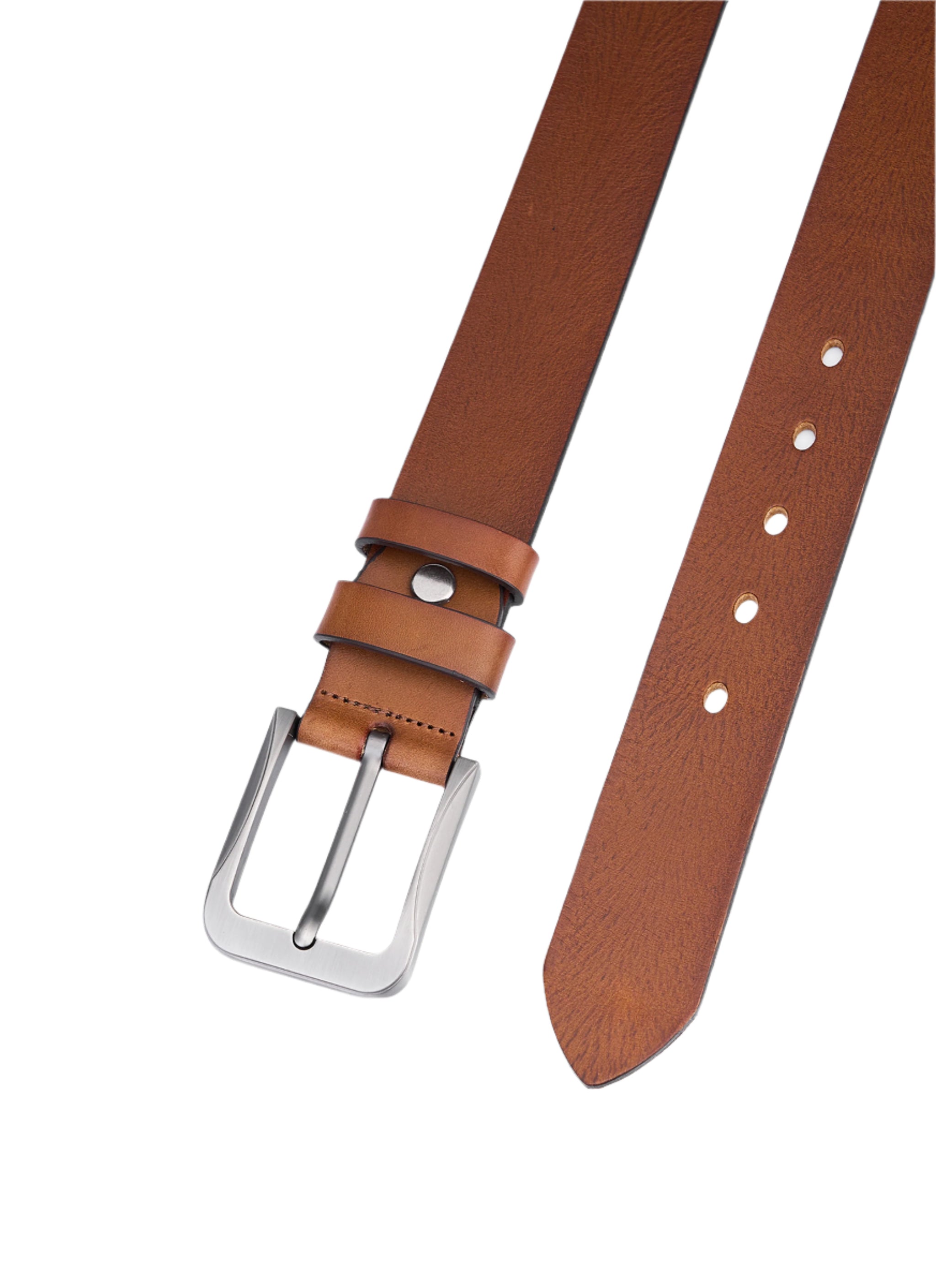 Hoogwaardige Rundleer Riem - Volledig Leer - Cognac - Duurzaam - Premium Lederen Broekriem - Luxe Riemen Heren - Vintage Patroon