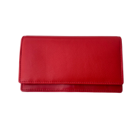 Luxe Portemonnee Dames RFID / Anti Skim - Buffelleer - Rood - Dames Portemonnee - Volledig Leer - Portefeuille Dames RFID