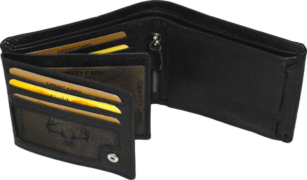 Hoogwaardige Buffelleren Portemonnee – Zwart – Volledig Leer – RFID / Anti Skim – Portemonnee heren – Inclusief Geschenkdoos