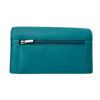 Luxe Portemonnee Dames RFID / Anti Skim - Buffelleer - Blauw - Dames Portemonnee - Volledig Leer - Portefeuille Dames RFID