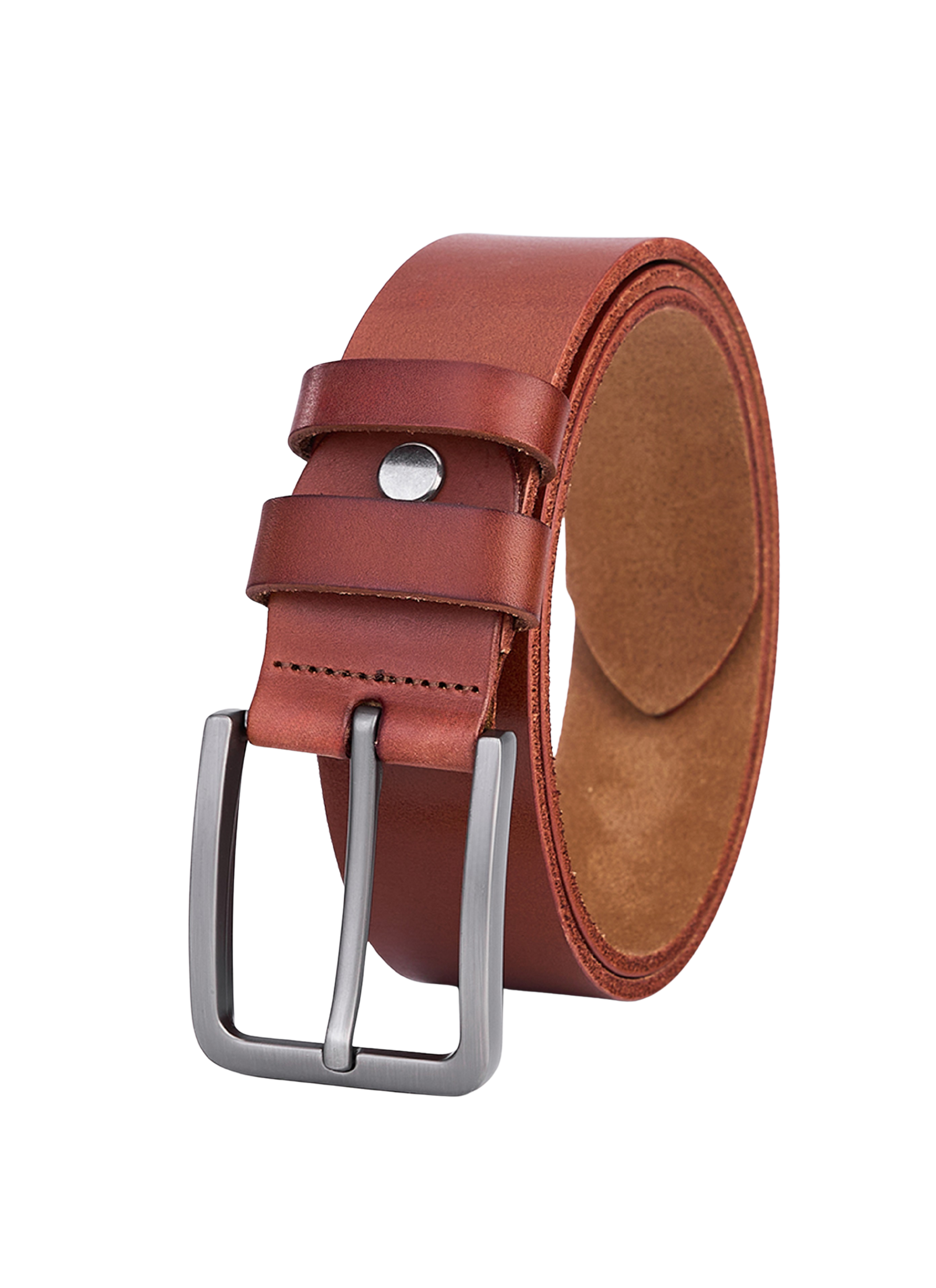 Hoogwaardige Rundleer Riem - Volledig Leer - Bruin - Lederen Broekriem - Ruwe & Duurzame Riemen Heren