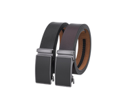 2 Stuks - Splitleer Riemen met Automatische Gesp - Volledig Leer - Zwart & Bruin - Duurzaam - Lederen Broekriem - Automatische Gesp Riemen Heren