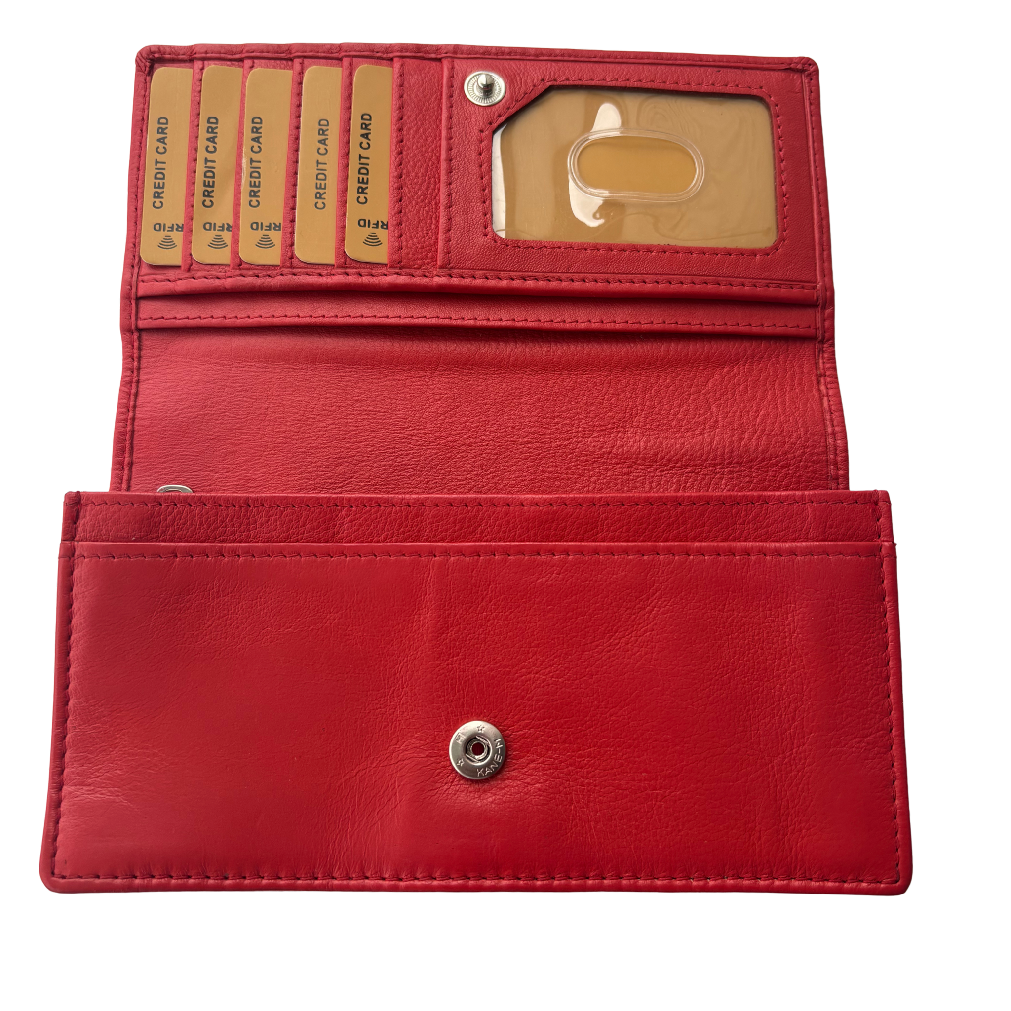Luxe Portemonnee Dames RFID / Anti Skim - Buffelleer - Rood - Dames Portemonnee - Volledig Leer - Portefeuille Dames RFID
