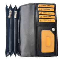 Luxe Portemonnee Dames RFID / Anti Skim - Buffelleer - Zwart - Dames Portemonnee - Volledig Leer - Portefeuille Dames RFID