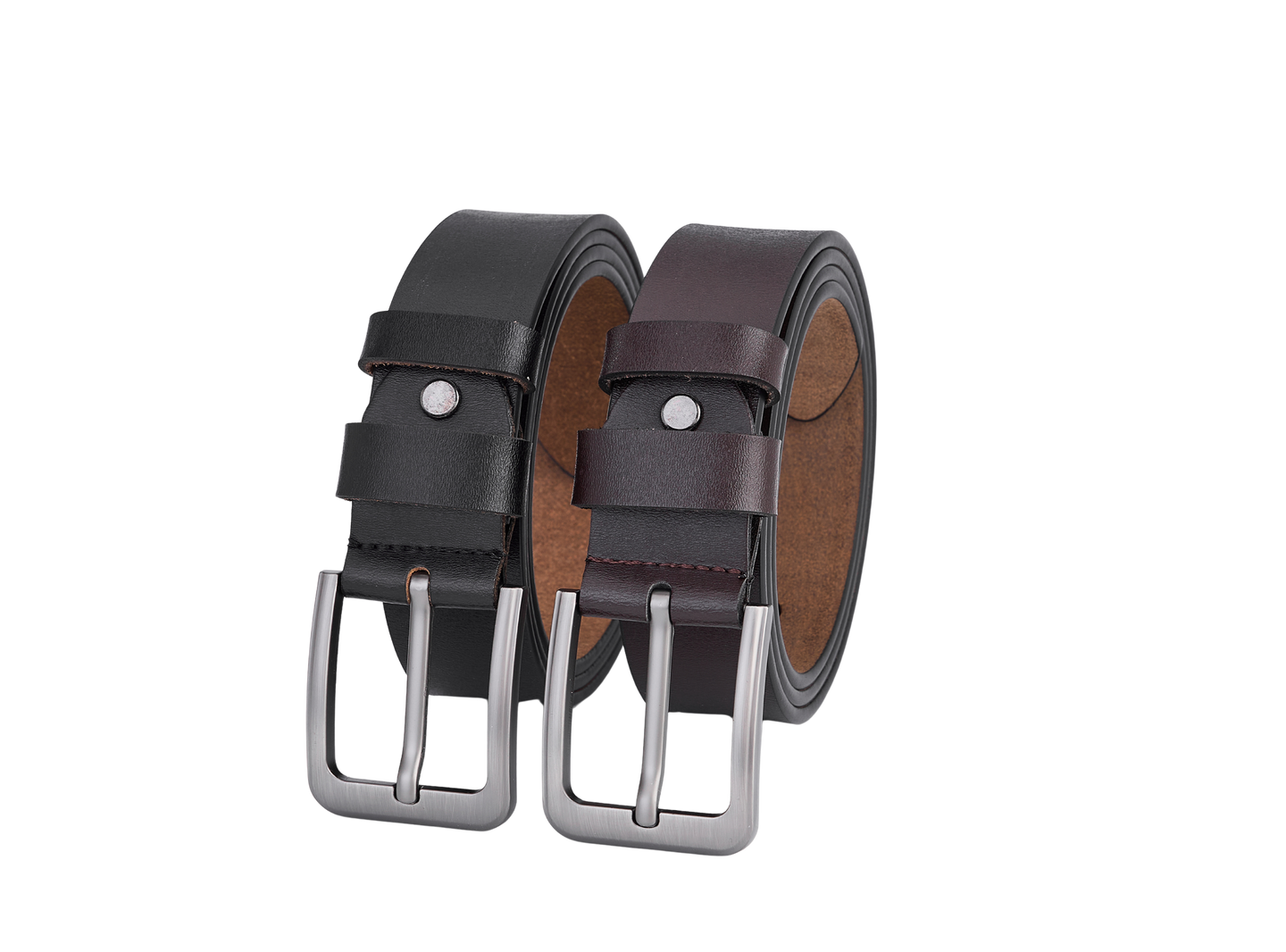 2 Stuks - Splitleer Riemen - Volledig Leer - Duurzaam - Zwart & Bruin - Duurzaam - Lederen Broekriem - Riemen Heren