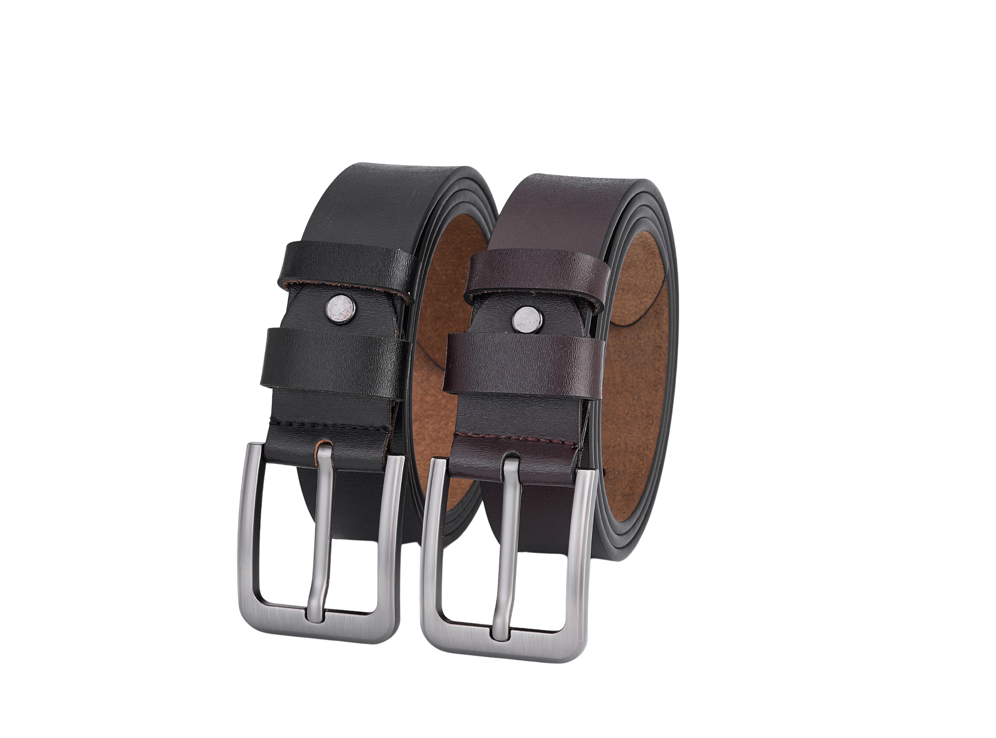 2 Stuks - Splitleer Riemen - Volledig Leer - Duurzaam - Zwart & Bruin - Duurzaam - Lederen Broekriem - Riemen Heren