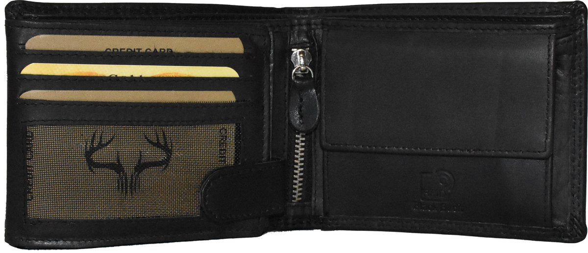 Hoogwaardige Buffelleren Portemonnee – Zwart – Volledig Leer – RFID / Anti Skim – Portemonnee heren – Inclusief Geschenkdoos