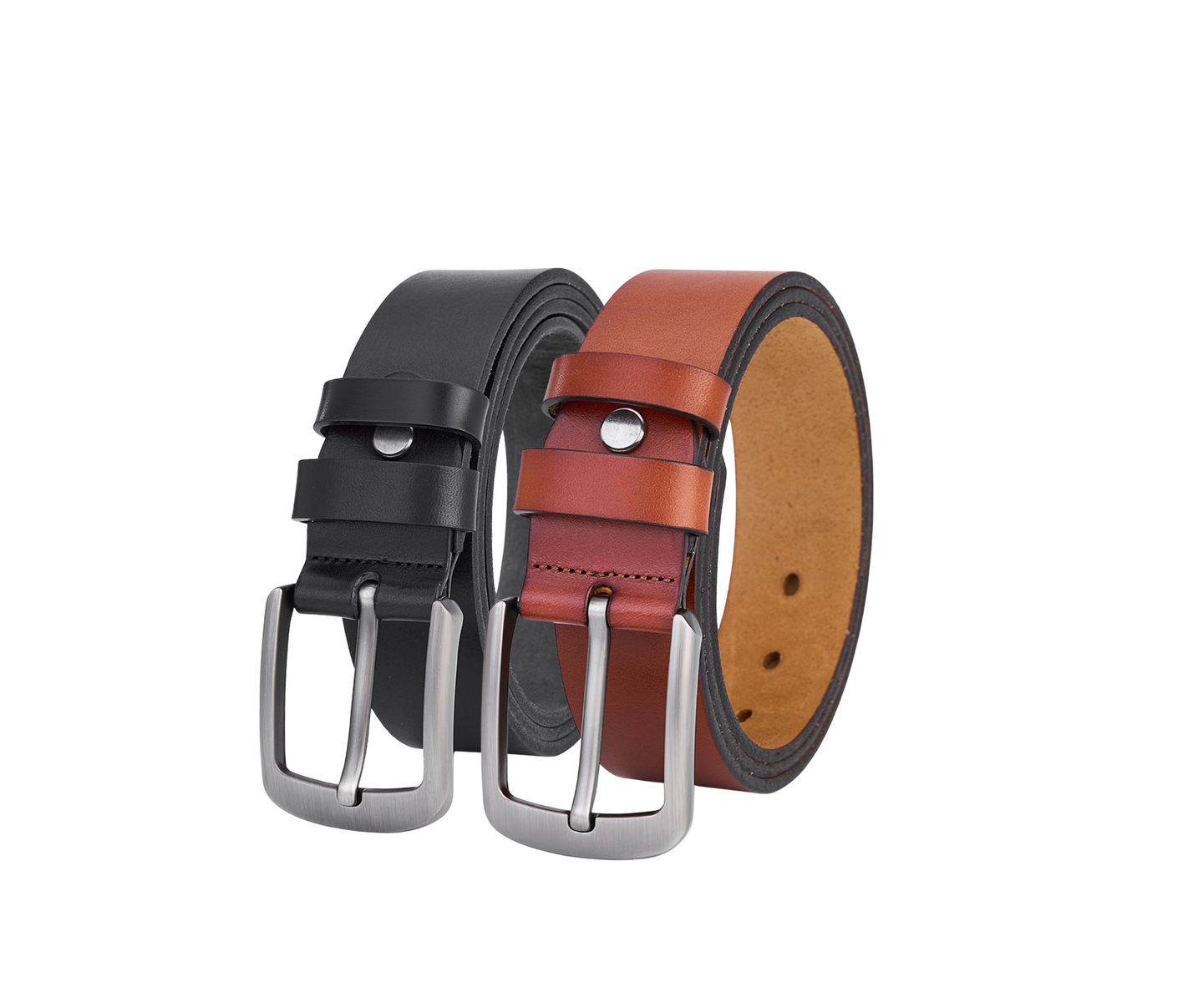 2 Stuks - Hoogwaardige Rundleer Riem - Zwart & Bruin - Volledig Leer - Duurzaam - Lederen Broekriem - Duurzame Riemen Heren