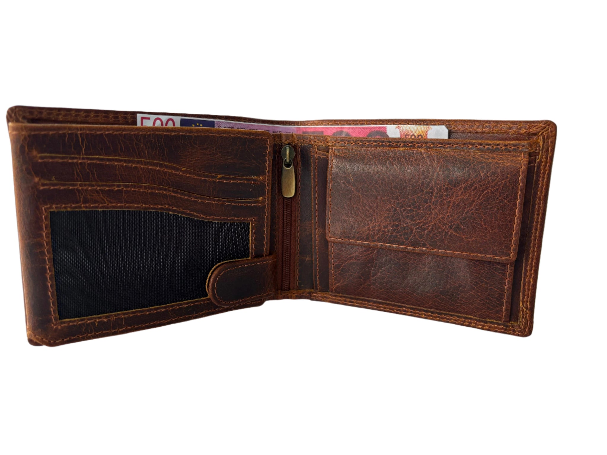 Hoogwaardige Buffelleren Portemonnee – Bruin – Volledig Leer – RFID / Anti Skim – Portemonnee heren – Inclusief Geschenkdoos