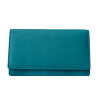 Luxe Portemonnee Dames RFID / Anti Skim - Buffelleer - Blauw - Dames Portemonnee - Volledig Leer - Portefeuille Dames RFID