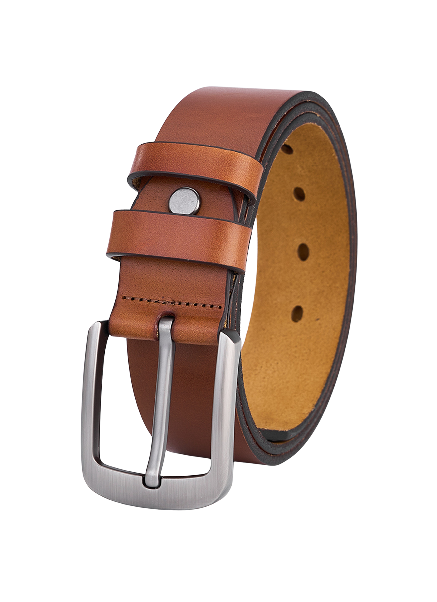Hoogwaardige Rundleer Riem - Volledig Leer - Cognac - Lederen Broekriem - Duurzame Riemen Heren