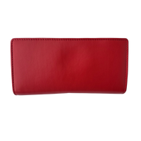 Luxe Portemonnee Dames RFID / Anti Skim - Buffelleer - Rood - Langwerpig - Dames Portemonnee - Volledig Leer - Portefeuille Dames RFID