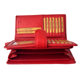 Luxe Portemonnee Dames RFID / Anti Skim - Buffelleer - Rood - Langwerpig - Dames Portemonnee - Volledig Leer - Portefeuille Dames RFID