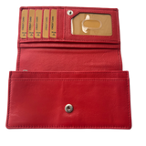 Luxe Portemonnee Dames RFID / Anti Skim - Buffelleer - Rood - Dames Portemonnee - Volledig Leer - Portefeuille Dames RFID
