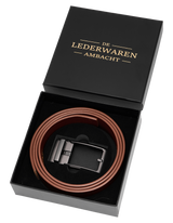 Automatische Leren Riem Heren – 100% Rundleer – Zonder Gaatjes – Verstelbaar Maat 90 t/m 135 – Cognac