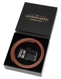Automatische Leren Riem Heren – 100% Rundleer – Zonder Gaatjes – Verstelbaar Maat 90 t/m 135 – Cognac