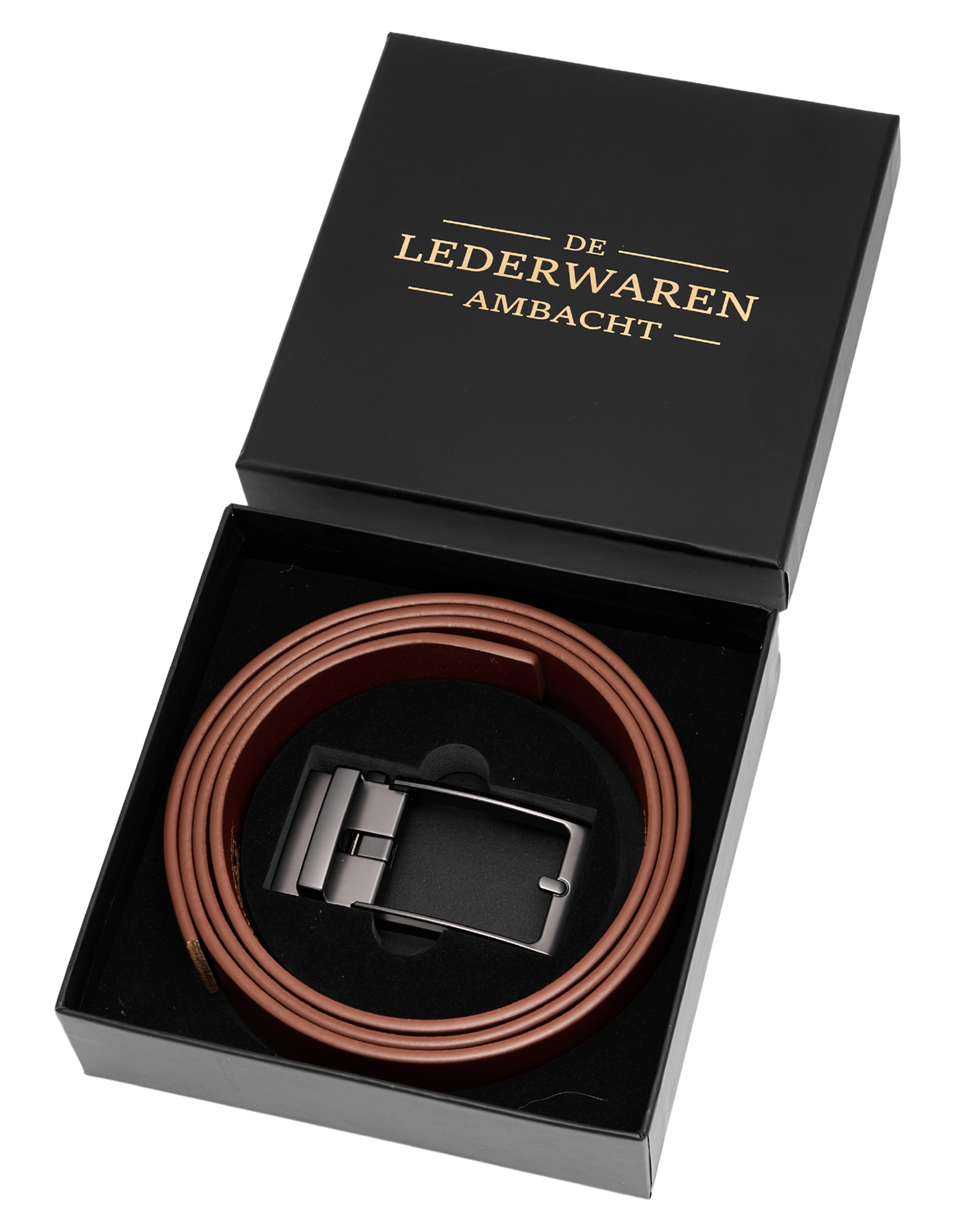 Automatische Leren Riem Heren – 100% Rundleer – Zonder Gaatjes – Verstelbaar Maat 90 t/m 135 – Cognac