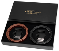 Automatische Leren Riem Heren – 2 Stuks – 100% Rundleer – Zonder Gaatjes – Verstelbaar Maat 90 t/m 135 – Zwart & Cognac