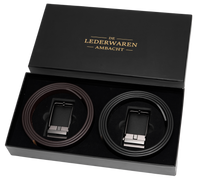 Automatische Riem Heren – 2 Stuks – 100% Split Rundleer – Zonder Gaatjes – Verstelbaar Maat 90 t/m 135 – Zwart & Bruin
