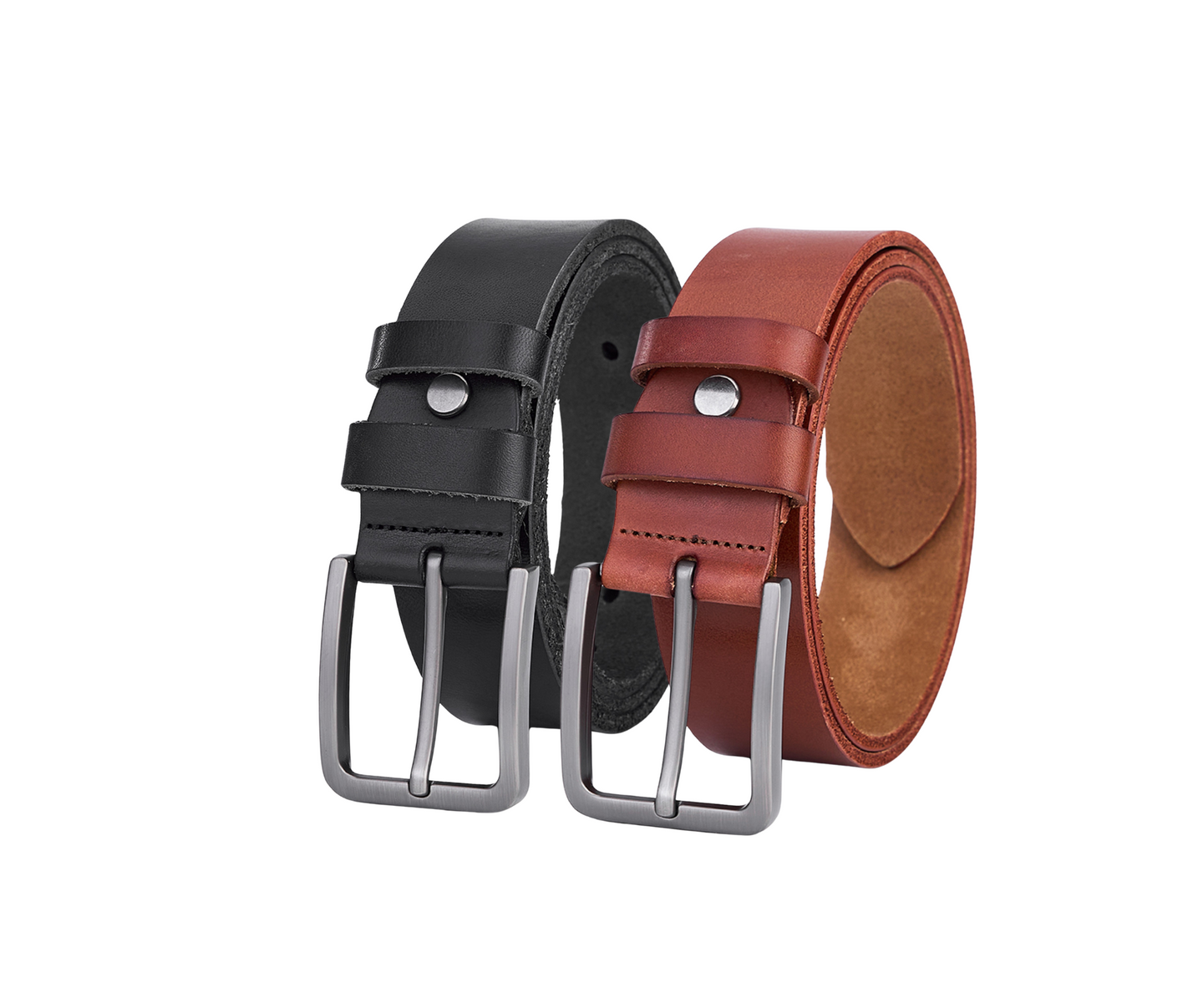 2 Stuks - Hoogwaardige Rundleer Riem - Zwart & Bruin - Volledig Leer - Duurzaam - Lederen Broekriem - Ruwe & Duurzame Riemen Heren