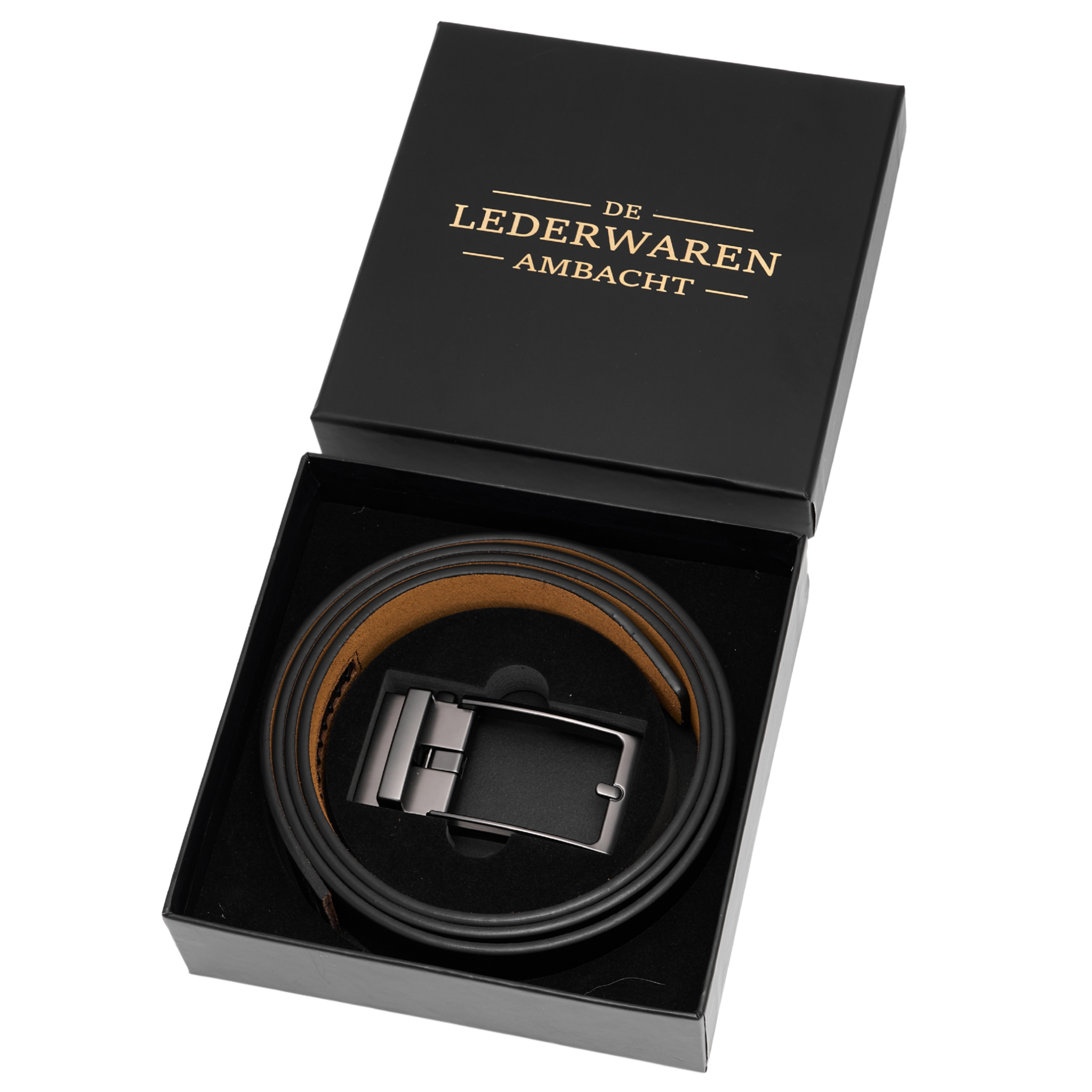 Automatische Riem Heren – 100% Split Rundleer – Zonder Gaatjes – Verstelbaar Maat 90 t/m 135 – Zwart