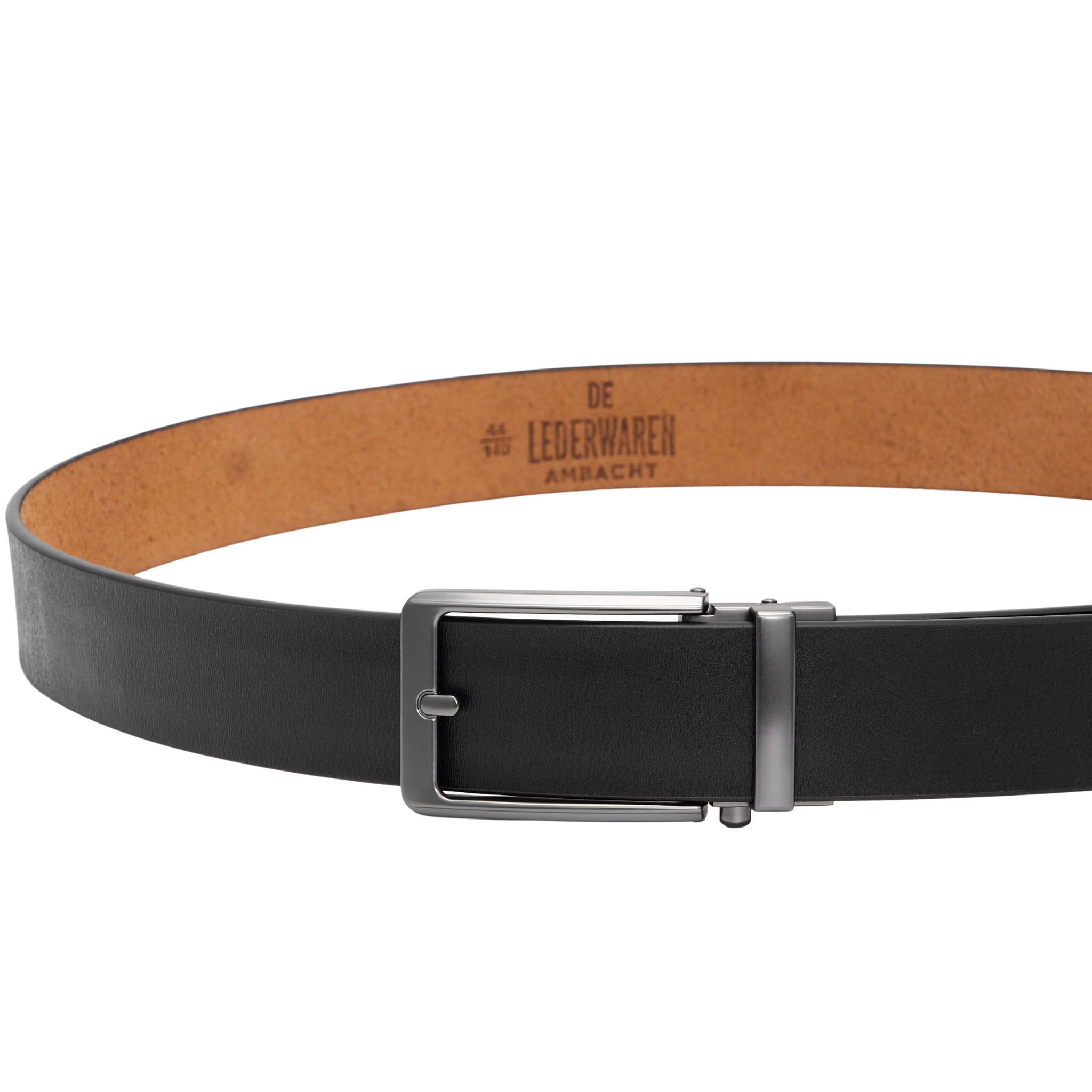 Automatische Riem Heren – 100% Split Rundleer – Zonder Gaatjes – Verstelbaar Maat 90 t/m 135 – Zwart