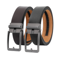Automatische Riem Heren – 2 Stuks – 100% Split Rundleer – Zonder Gaatjes – Verstelbaar Maat 90 t/m 135 – Zwart & Bruin
