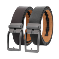 Automatische Riem Heren – 2 Stuks – 100% Split Rundleer – Zonder Gaatjes – Verstelbaar Maat 90 t/m 135 – Zwart & Bruin