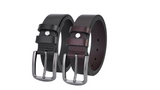 Ceinture en cuir de vachette de haute qualité, 2 pièces, noir et marron foncé, entièrement en cuir, durable, ceinture en cuir pour homme.