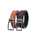 Automatische Leren Riem Heren – 2 Stuks – 100% Rundleer – Zonder Gaatjes – Verstelbaar Maat 90 t/m 135 – Zwart & Cognac