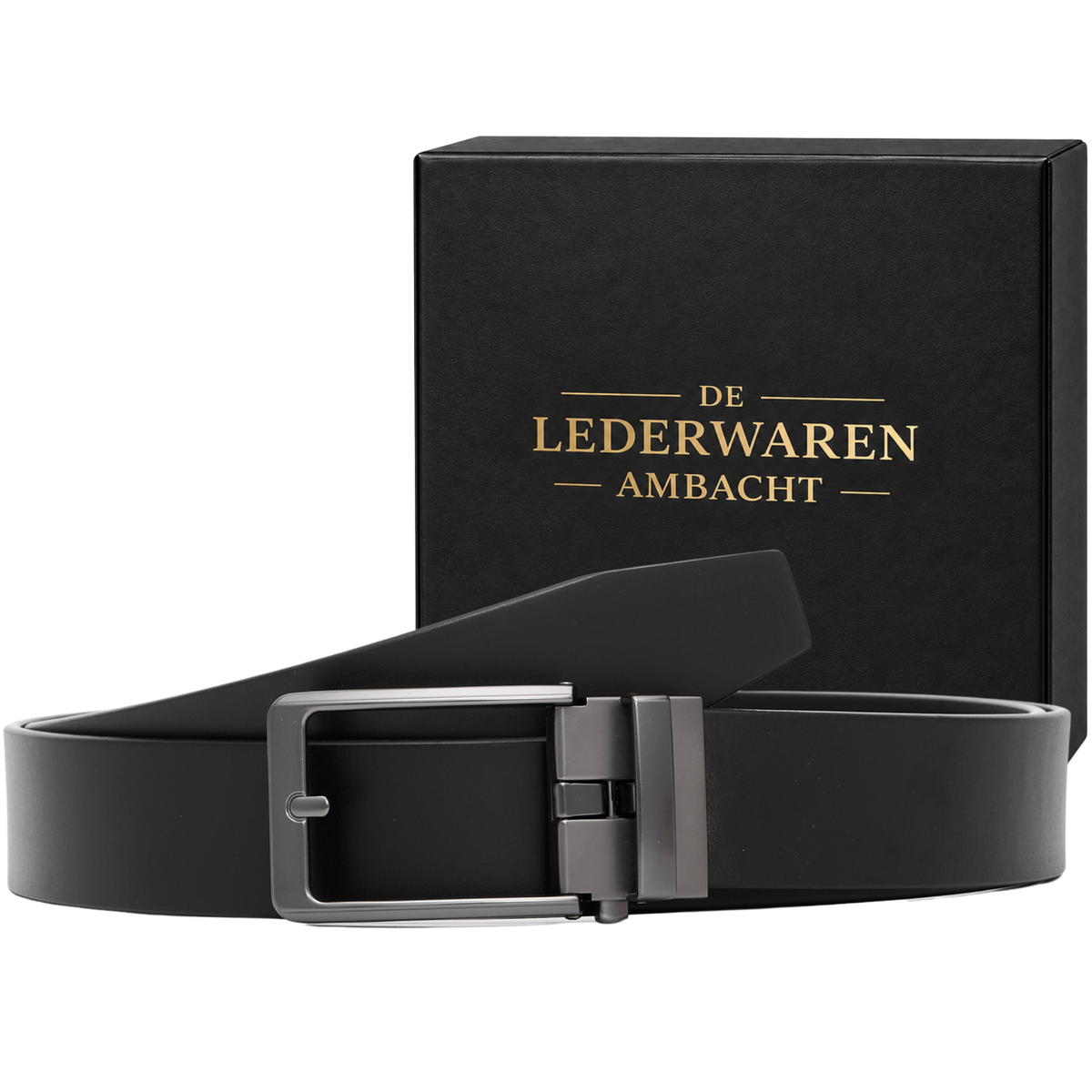 Automatische Leren Riem Heren – 100% Rundleer – Zonder Gaatjes – Verstelbaar Maat 90 t/m 135 – Zwart