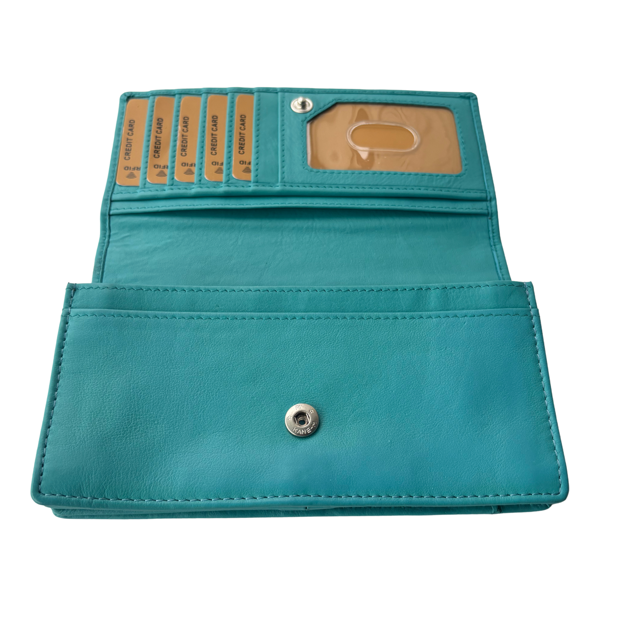 Luxe Portemonnee Dames RFID / Anti Skim - Buffelleer - Blauw - Dames Portemonnee - Volledig Leer - Portefeuille Dames RFID