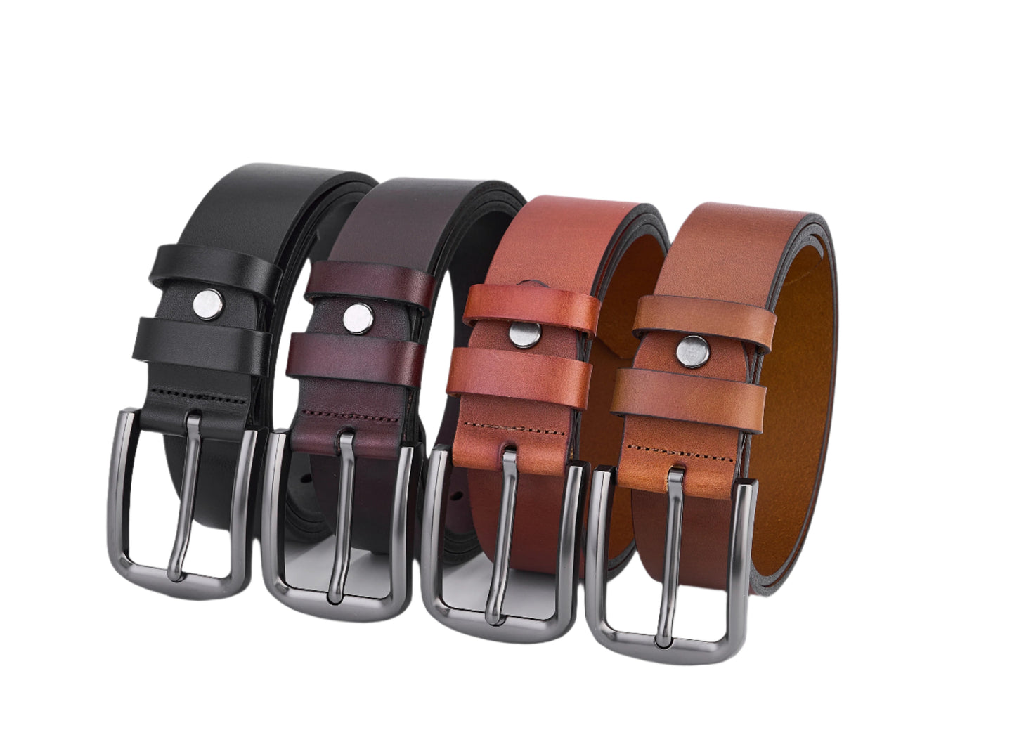 4 Stuks - Hoogwaardige Rundleer Riem - Volledig Leer - Donker Bruin - Lederen Broekriem - Duurzame Riemen Heren