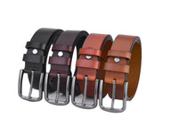 Lot de 4 ceintures en cuir de vachette de haute qualité, entièrement en cuir, marron foncé, résistantes pour homme