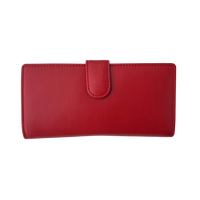 Luxe Portemonnee Dames RFID / Anti Skim - Buffelleer - Rood - Langwerpig - Dames Portemonnee - Volledig Leer - Portefeuille Dames RFID