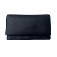 Luxe Portemonnee Dames RFID / Anti Skim - Buffelleer - Zwart - Dames Portemonnee - Volledig Leer - Portefeuille Dames RFID